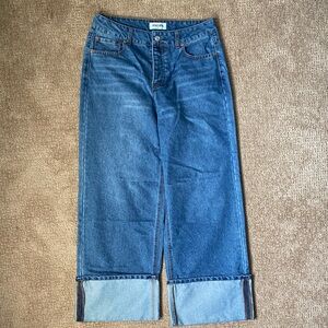 RSQ Blue Wide-Leg Cuffed Jeans